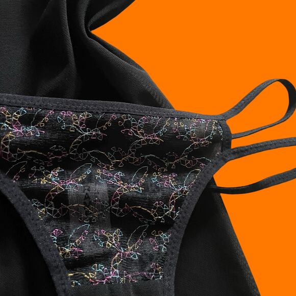 00's vintage mesh metallic mcbling 2pc y2k babydoll lingerie set MEDIUM rampage - Picture 6 of 9